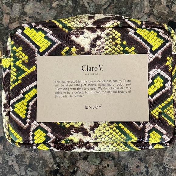 Clare V Leather Crossbody Snakeskin Bag NWT - Picture 9 of 9